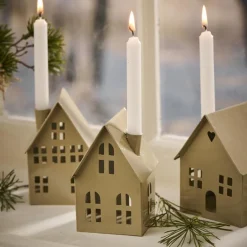 IB LAURSEN Kerzenhalter Haus für schmale Kerze Beige 3er-Set Sale