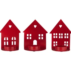 IB LAURSEN Kerzenhalter für Teelicht Hausfassade Rot 3er-Set Best