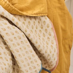 IB LAURSEN Kuscheldecke Plaid Vigga mit mustard Druck Sale
