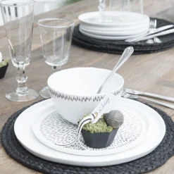 IB LAURSEN Platzset Rund Jute Schwarz Fashion