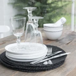 IB LAURSEN Platzset Rund Jute Schwarz Fashion