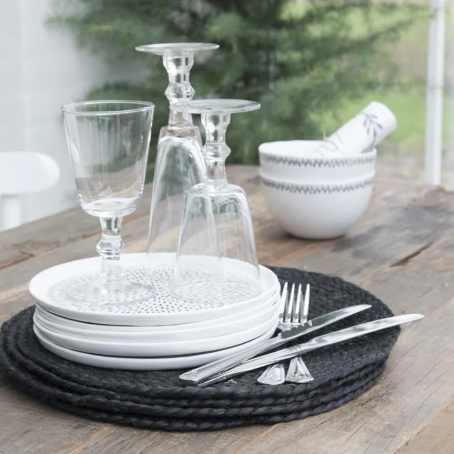 IB LAURSEN Platzset Rund Jute Schwarz Fashion