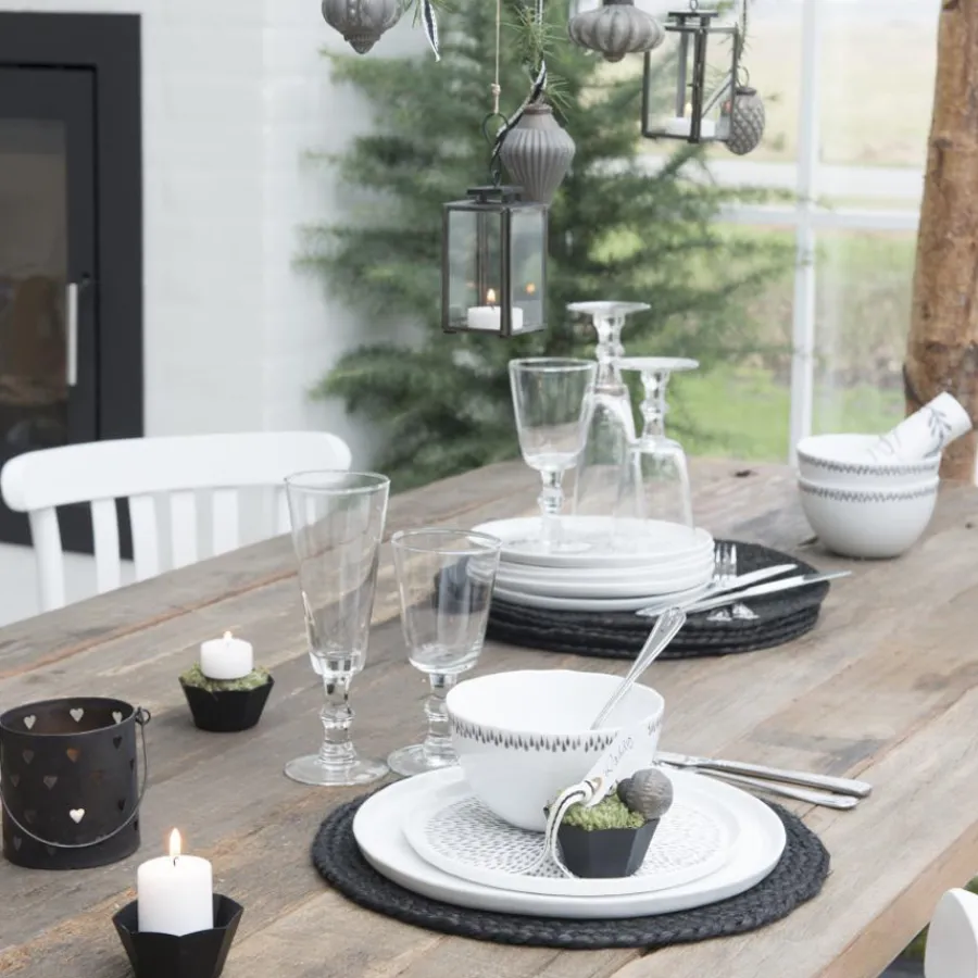 IB LAURSEN Platzset Rund Jute Schwarz Fashion