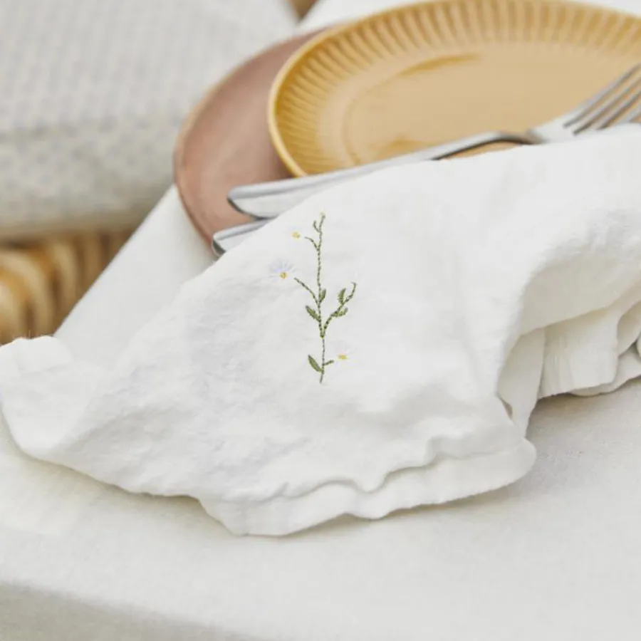 IB LAURSEN Stoffserviette Butter Cream/weiße Margeriten Online