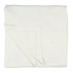 IB LAURSEN Tagesdecke gerippt Weiß mit Kantha-Stickerei 150x220 Outlet