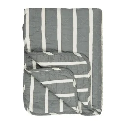IB LAURSEN Tagesdecke Quilt Weiß/Schwarz/Staubblau Streifen Sale