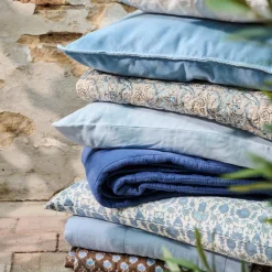 IB LAURSEN Tagesdecke Quilt dunkelbraun/blau mit Blumenmuster Outlet