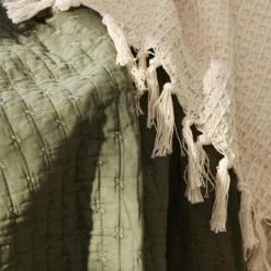IB LAURSEN Tagesdecke Quilt Olive mit Kreuzstichen Best