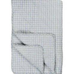 IB LAURSEN Tagesdecke Quilt hellblau/naturfarbene Karos Fashion
