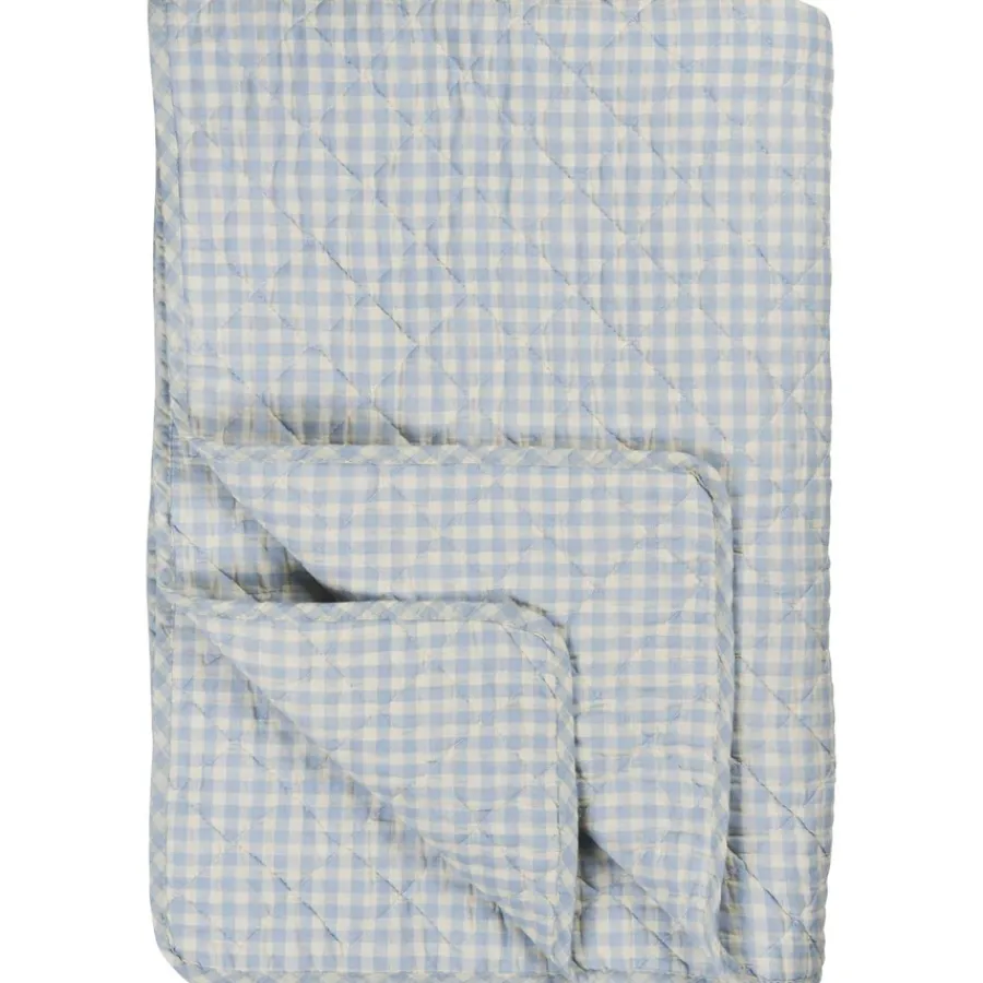 IB LAURSEN Tagesdecke Quilt hellblau/naturfarbene Karos Fashion