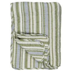 IB LAURSEN Tagesdecke Quilt Streifen Grün/Weiß/Beig/Grau New