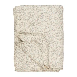 IB LAURSEN Tagesdecke Quilt natur m/rosa und blauen Blumen Best