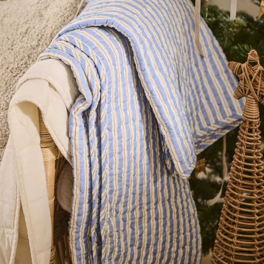 IB LAURSEN Tagesdecke Quilt mit weißen und braunen Streifen Best
