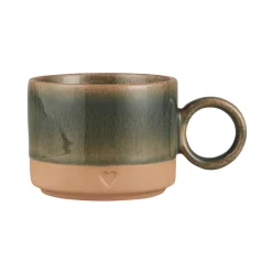 IB LAURSEN Tasse Heart mattbraun mit grüner Kante 290 ml Outlet