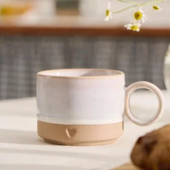 IB LAURSEN Tasse Heart mattbraun mit weißer Kante 290 ml Sale