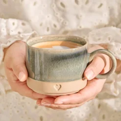 IB LAURSEN Tasse Heart mattbraun mit grüner Kante 290 ml Outlet