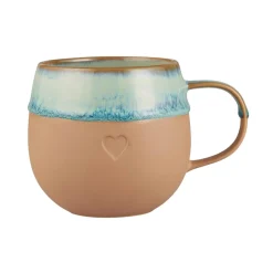 IB LAURSEN Tasse Heart mattbraun mit aqua Kante 380 ml Outlet