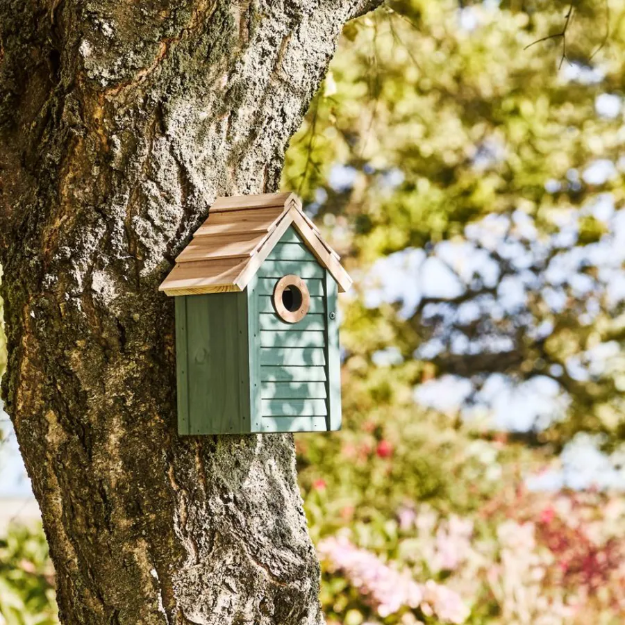IB LAURSEN Vogelhaus blau mit naturfarbigem Dach Outlet
