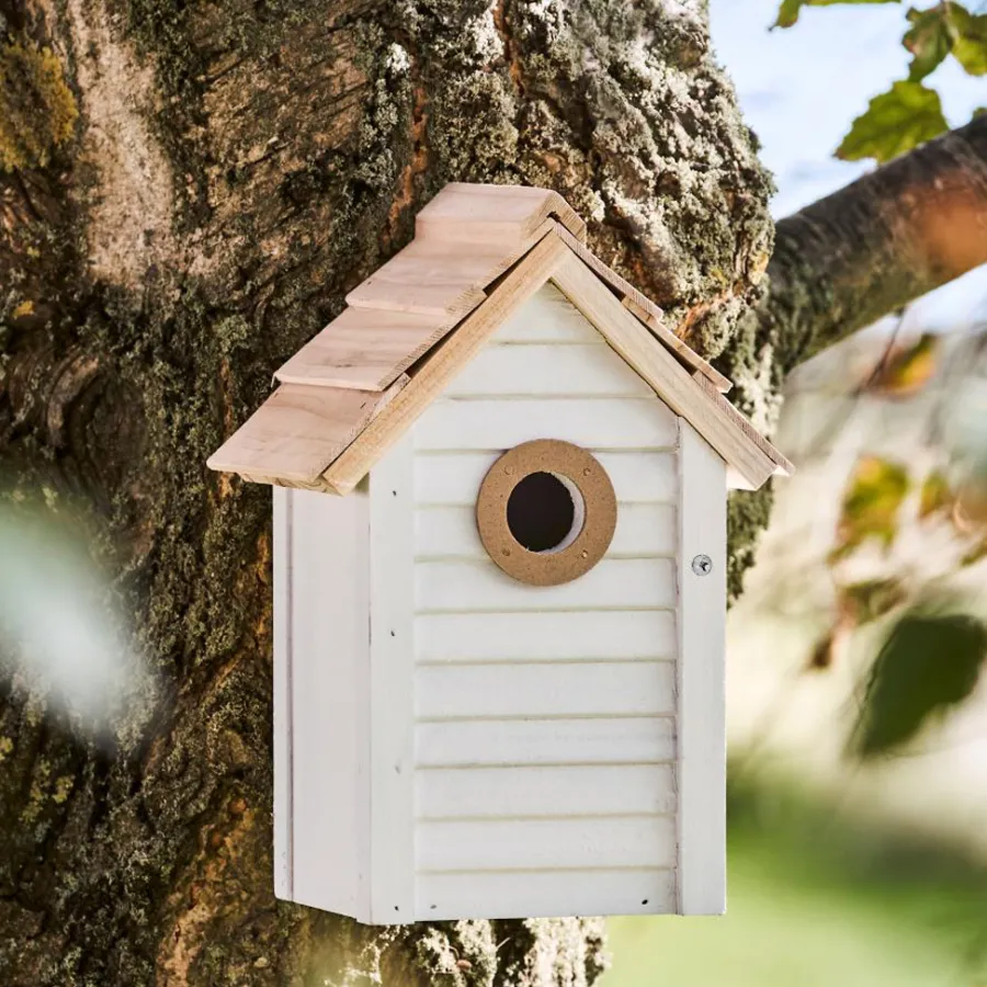 IB LAURSEN Vogelhaus weiß mit naturfarbigem Dach Best