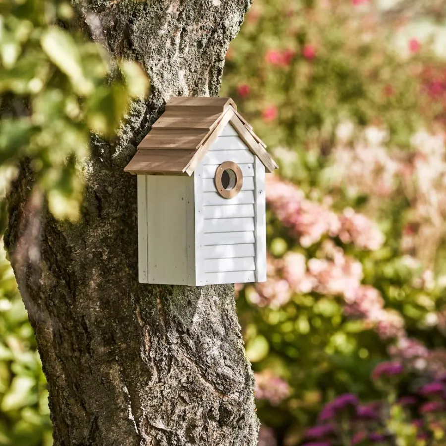 IB LAURSEN Vogelhaus weiß mit naturfarbigem Dach Best