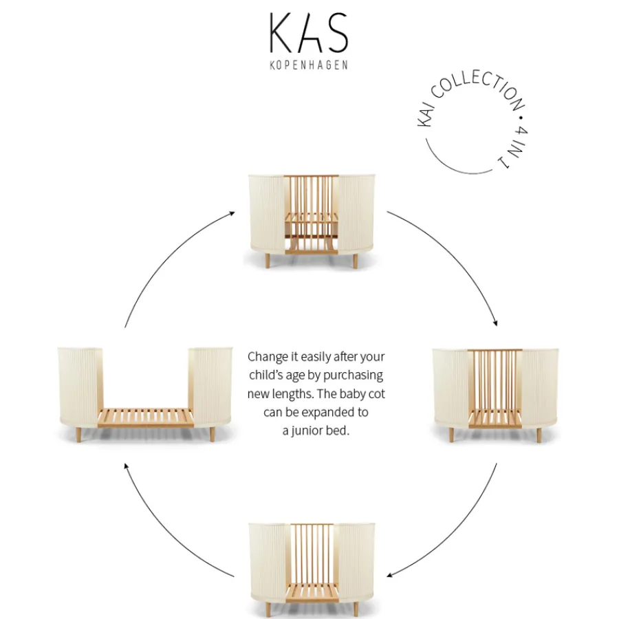 Kas Kopenhagen Babybett Kai Cream Oak inkl. Matratze Clearance
