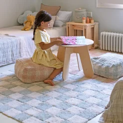 Lorena Canals Pouf Vichy Blue Sage Hot