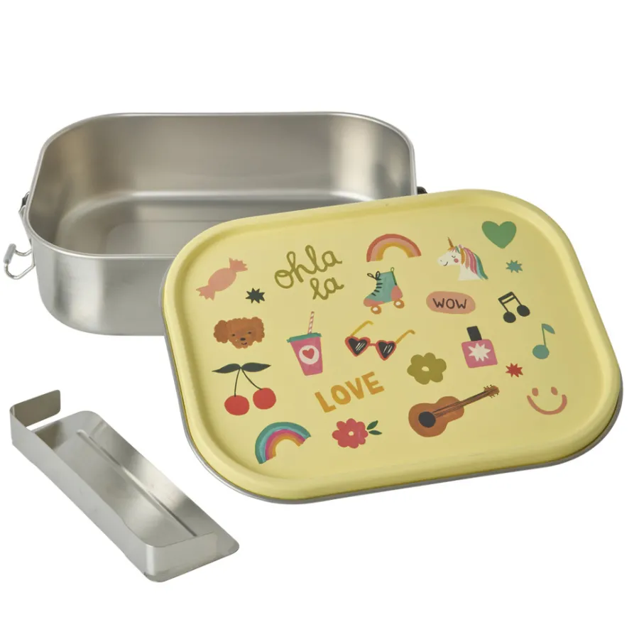 Rice NEU Edelstahl Lunchbox Brotdose mit flexiblem Trenner Unicorn Love 1400 ml Clearance