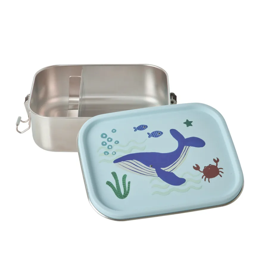 Rice NEU Edelstahl Lunchbox Brotdose mit flexiblem Trenner Blue Ocean 800 ml Hot
