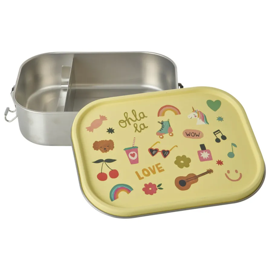 Rice NEU Edelstahl Lunchbox Brotdose mit flexiblem Trenner Unicorn Love 1400 ml Clearance