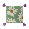Rice NEU Gestrickted Kissen Flowers and Tassels Green 40x40 New