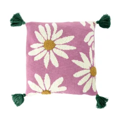 Rice NEU Gestrickted Kissen Flowers and Tassels Pink 40x40 Fashion