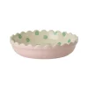Rice NEU Kuchenform Keramik Two Tone Pink and Creme Green Dots Small Online