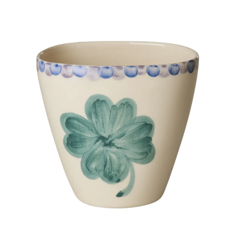Rice NEU Keramik Becher Oval handbemalt Good Luck Clover Best
