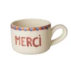 Rice NEU Keramik Cappuccino-Tasse handbemalt MERCI Hot