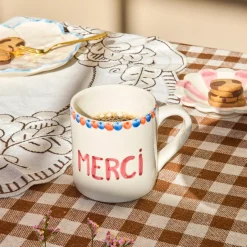 Rice NEU Keramik Tasse handbemalt MERCI Fashion