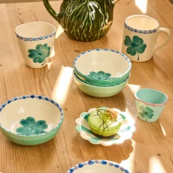 Rice NEU Keramik Becher Oval handbemalt Good Luck Clover Best