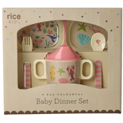 Rice NEU Melamin Geschirr Baby Geschenkbox Coral Ocean 4 teilig Outlet
