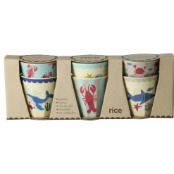 Rice NEU Melamin Becher Blue Ocean Prints 160 ml 6er-Set Best