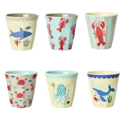 Rice NEU Melamin Becher Blue Ocean Prints 160 ml 6er-Set Best