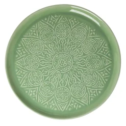 Rice NEU Tablett rund Metall Green Embossed 52cm Best