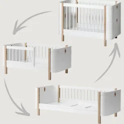 Oliver Furniture Baby- und Kinderbett Wood Mini+ Weiß/Eiche inkl. Umbauset Juniorbett Fashion
