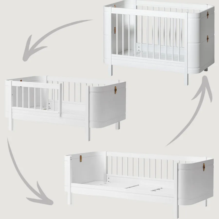 Oliver Furniture Baby- und Kinderbett Wood Mini+ Weiß inkl. Umbauset Juniorbett Fashion