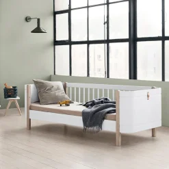 Oliver Furniture Baby- und Kinderbett Wood Mini+ Weiß/Eiche inkl. Umbauset Juniorbett Fashion
