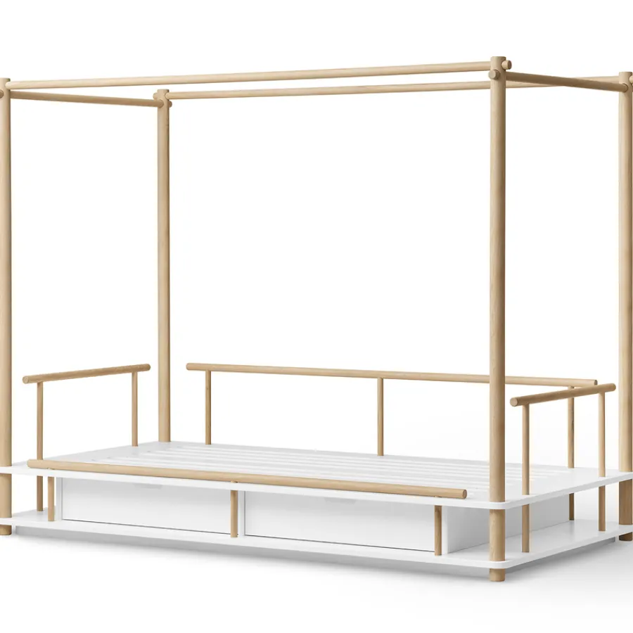 Oliver Furniture Camp Himmelbett 90x180 cm weiß/Eiche Outlet