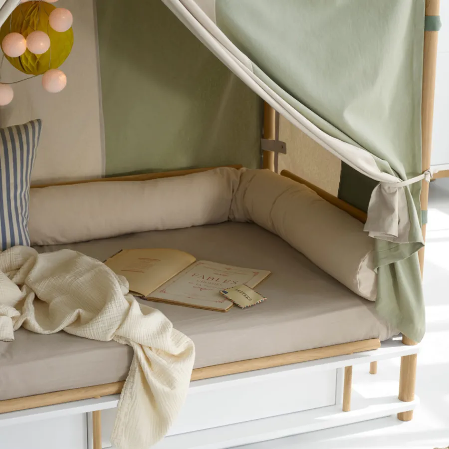 Oliver Furniture Camp Himmelbett 90x180 cm weiß/Eiche Outlet