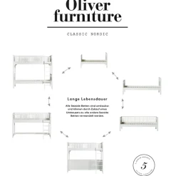 Oliver Furniture Etagenbett Seaside Classic Weiß mit schräger Leiter Hot