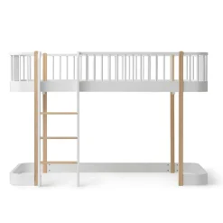 Oliver Furniture halbhohes Hochbett Wood Original Weiß/Eiche - Leiter vorne 138 cm Clearance