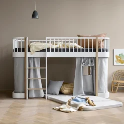 Oliver Furniture halbhohes Hochbett Wood Original Weiß - Leiter vorne 138 cm Clearance