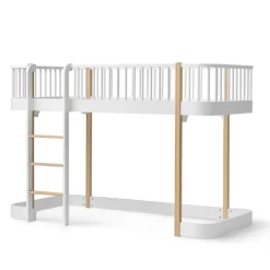 Oliver Furniture halbhohes Hochbett Wood Original Weiß/Eiche - Leiter vorne 138 cm Clearance