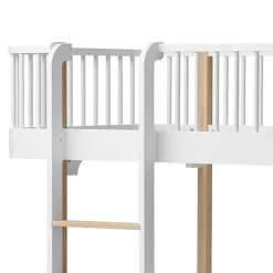 Oliver Furniture halbhohes Hochbett Wood Original Weiß/Eiche - Leiter vorne 138 cm Clearance